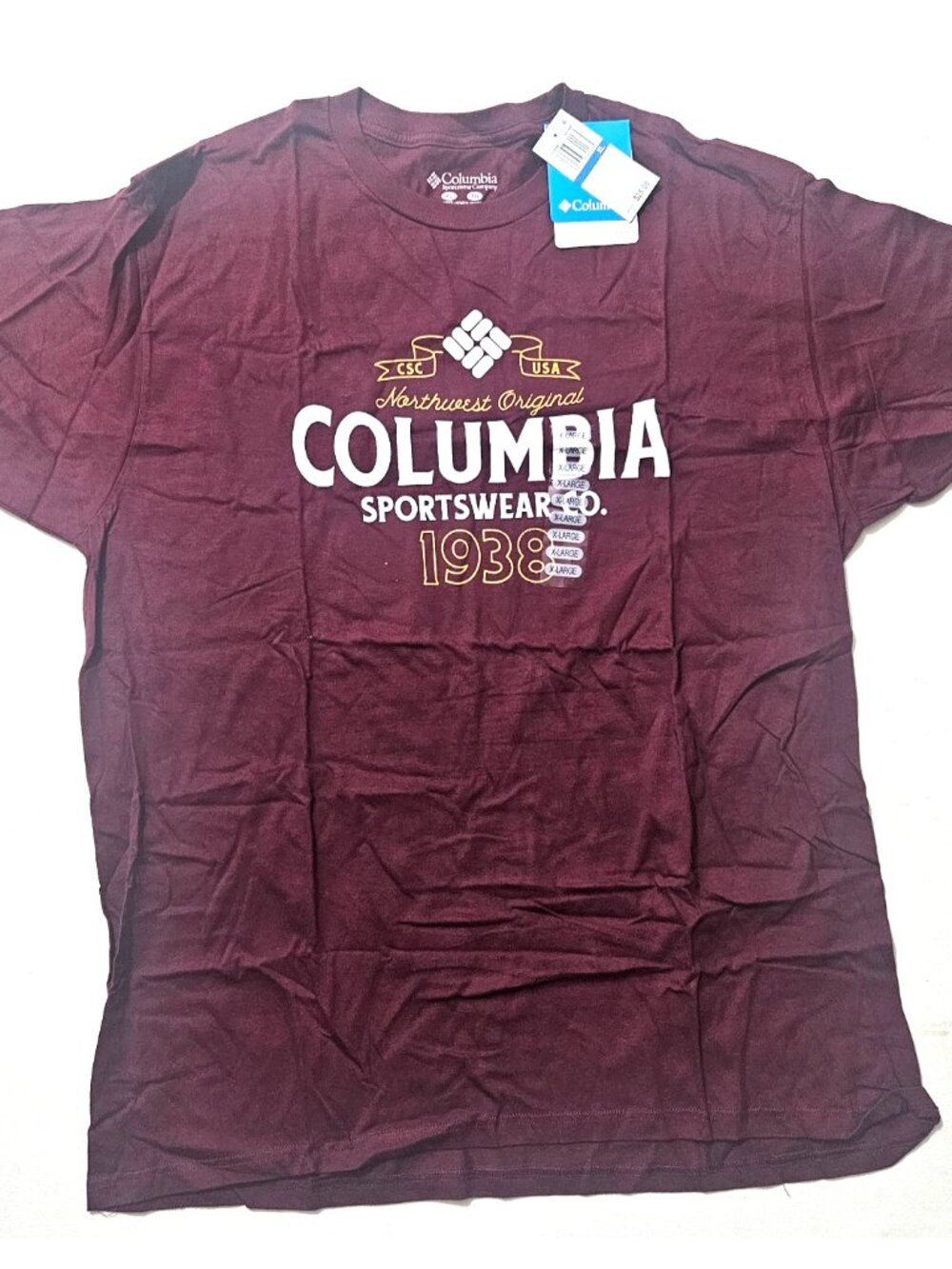 Columbia T-Shirt Men's X-Large Rich Wine Graphic Short Sleeve 3COLM0784